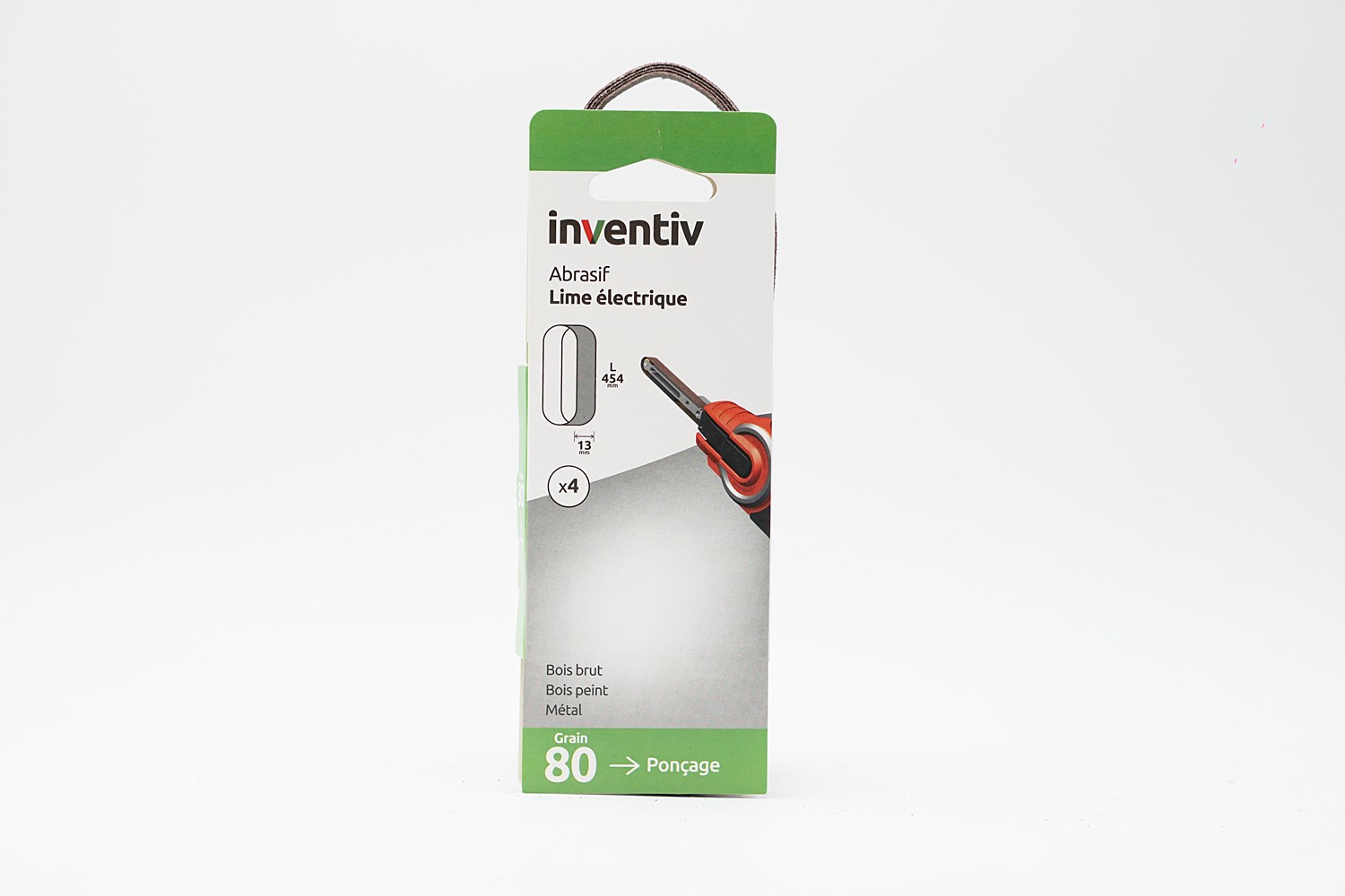 4 bandes abrasif ponceuse à bande 13x454mm Grain 80 - INVENTIV